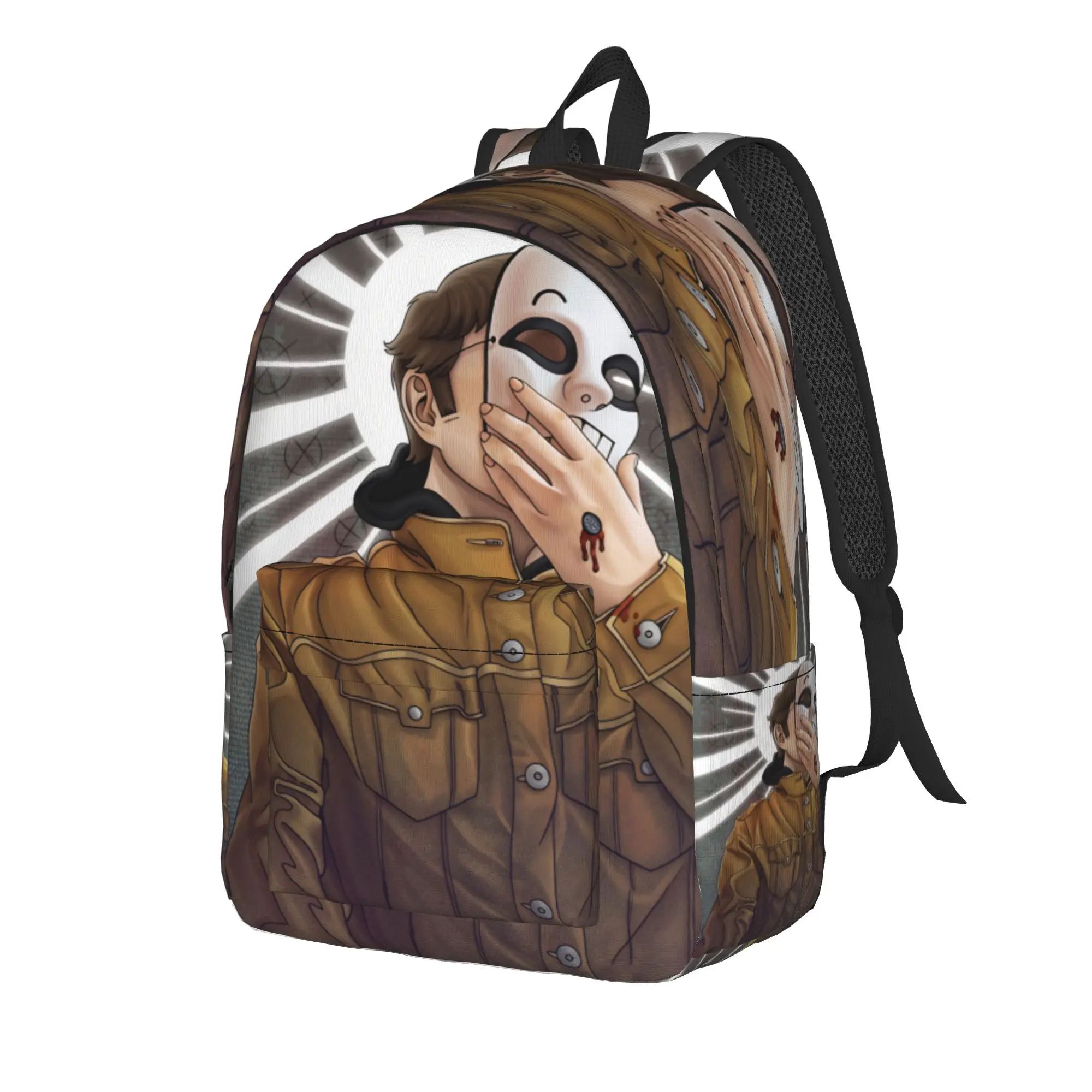 Marble Hornets MH Masky Backpack  Travel Backpacks Female Kawaii High School Bags Custom Large Rucksack