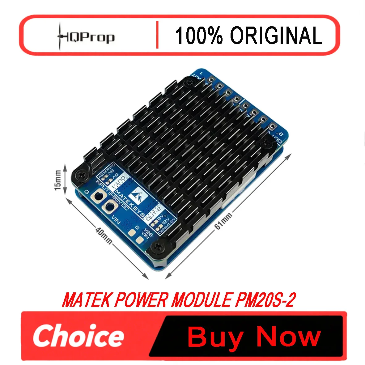 Matek PM20S-2 Power Module, 9-85V Input Dual Step-Down Regulators 5.3-12.2V 15A, 1K:25K Divider for FPV Drone