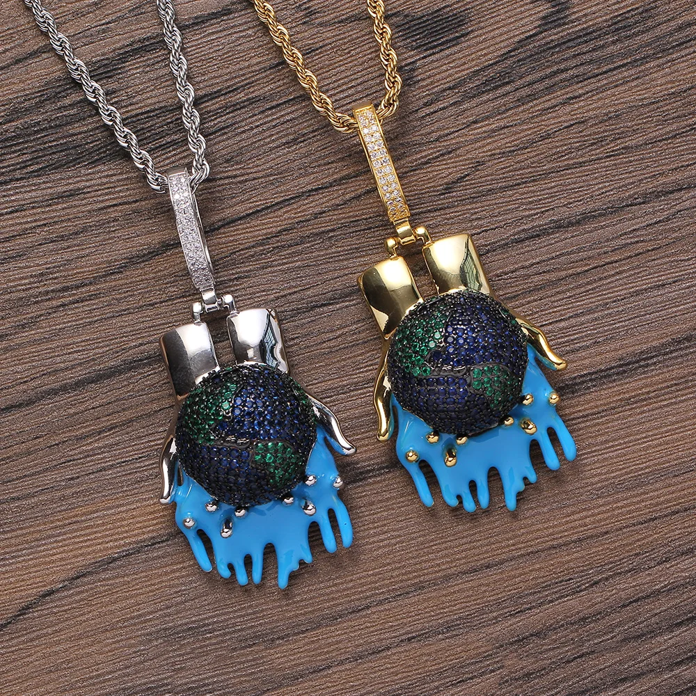 

3D кулон в стиле из расплава, ожерелье в стиле хип-хоп, медь, инкрустированный цирконом, ювелирные изделия в стиле хип-хоп, рэп, аксессуар унисекс