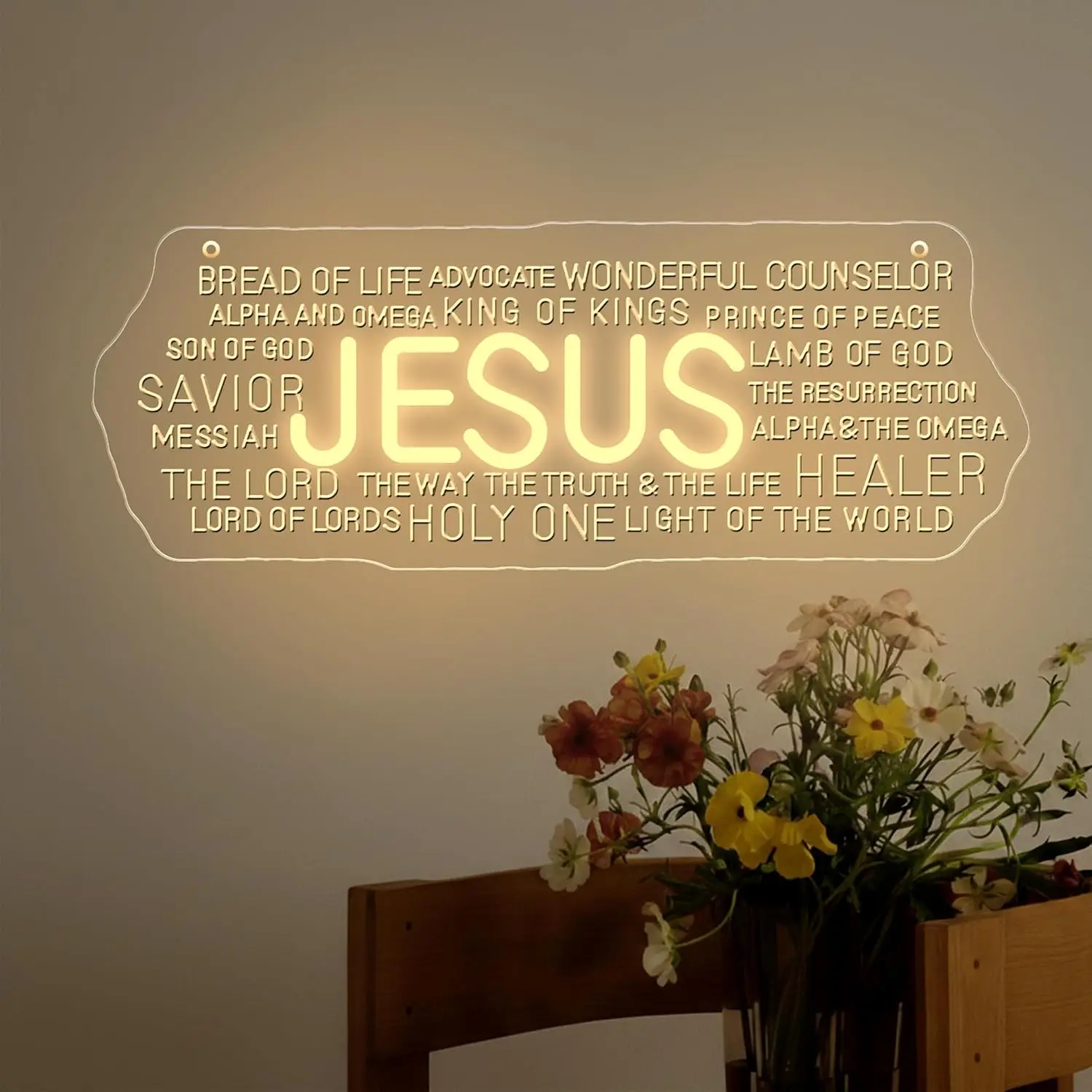 Jesus Neon Sign Christian Faith LED Neon Light Religious God Bible Game Room Bedroom Home Wall Decor Christmas Gift USB Powered