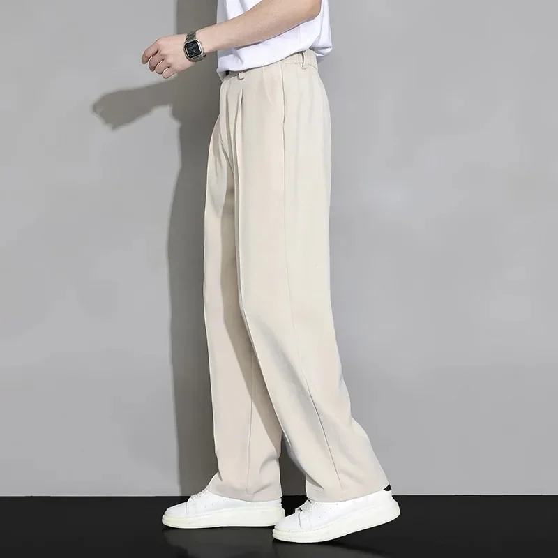 New Men Suit Pants Business Trousers  Casual Pant Solid Wide Leg  Straight Fashionable Streetwear Comfortable Fabric Oversize