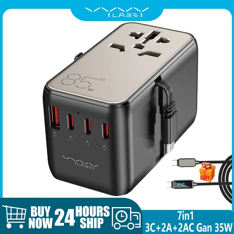 

Vyvylabs 35W GaN Fast Charger Quick Charge Travel Adapter 2A+3C Portable Travel Charger for Laptop iPhone 17 16 15 Wall Charger