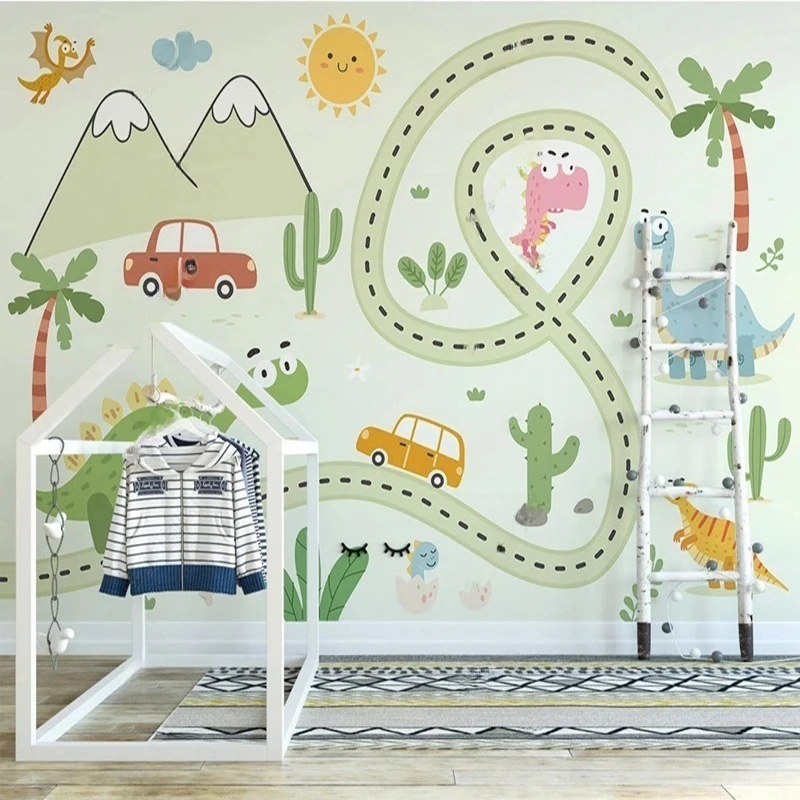 MU8092 Mural Wallpaper Cartoon Retro Fish Children Animals Fresco Kids Bedroom Background Wall Decor 3D Stickers