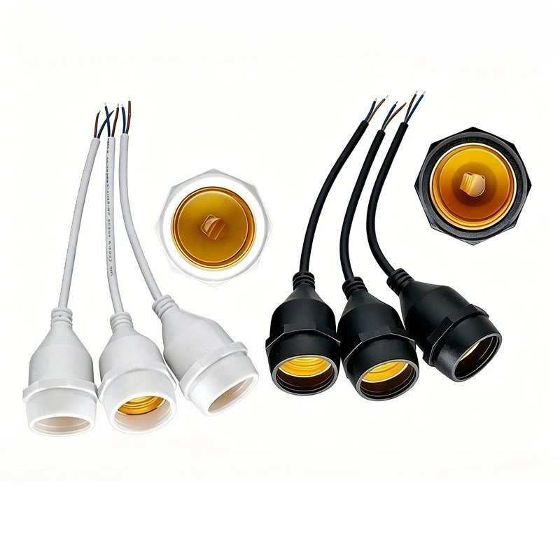 5pcs E27 Single Lamp Holder Copper Core Outdoor Waterproof LED Scrolling Lighting Strings Socket Extension with Wire