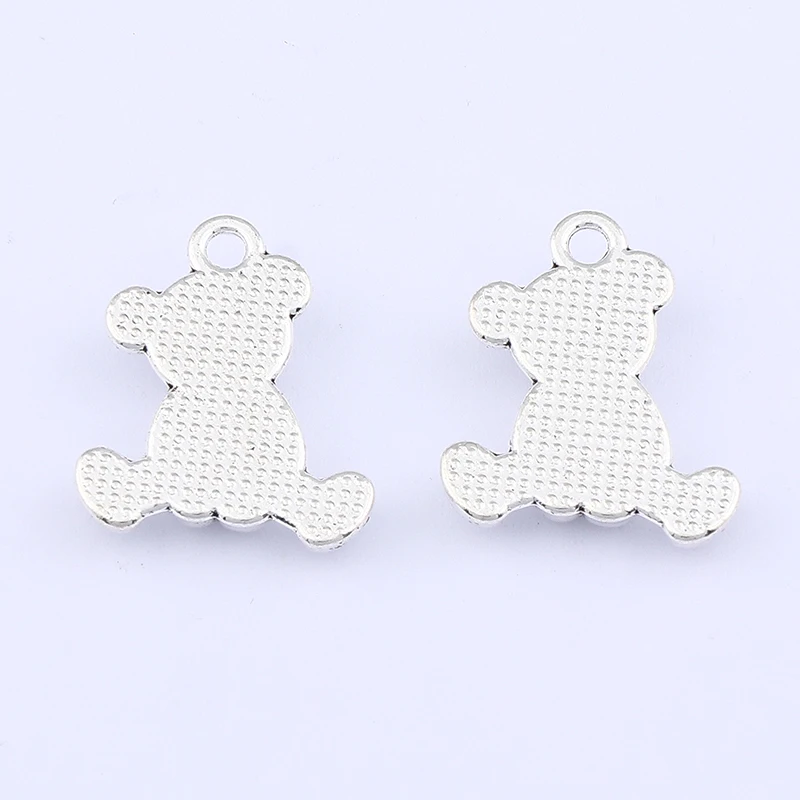 20 x Tibetan Silver Sitting Cute Teddy Bear Plated Metal Charm Pendant For DIY Handmade Craft Jewelry Making