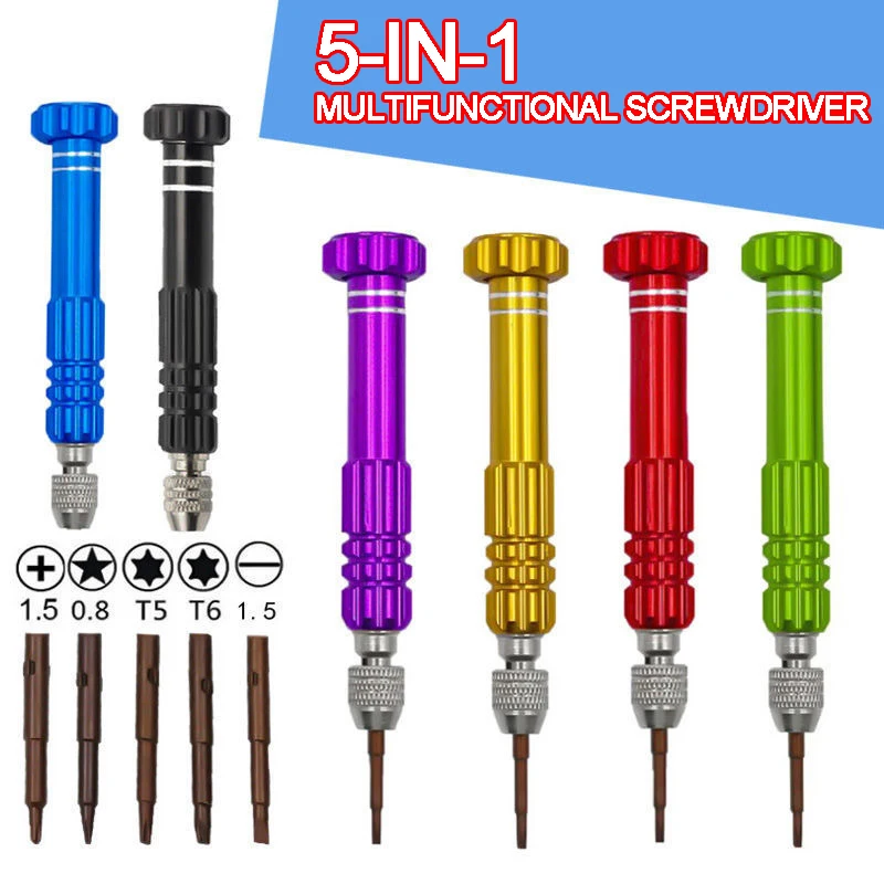 5 in 1 Mini Screwdriver Set Aluminum alloy Disassembly Key Screw driver For DIY Mobile Iphone Repair Samsung Sony Hand Tools