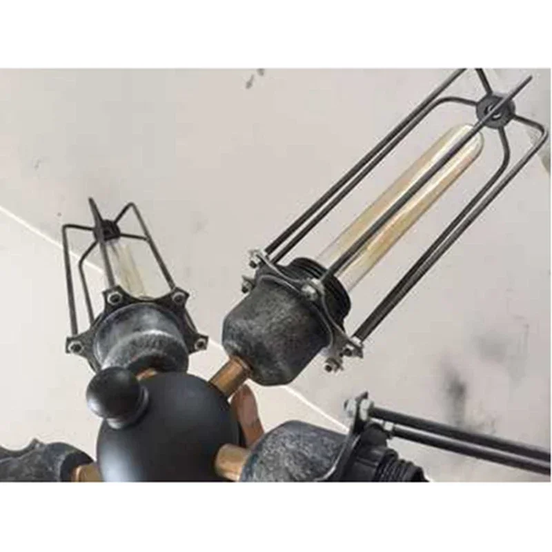 Vintage Industrial Metal Cage Ceiling Lamp - Steampunk Edison Flush Mount Barn Light Mini Art Chandelier for Home Decor