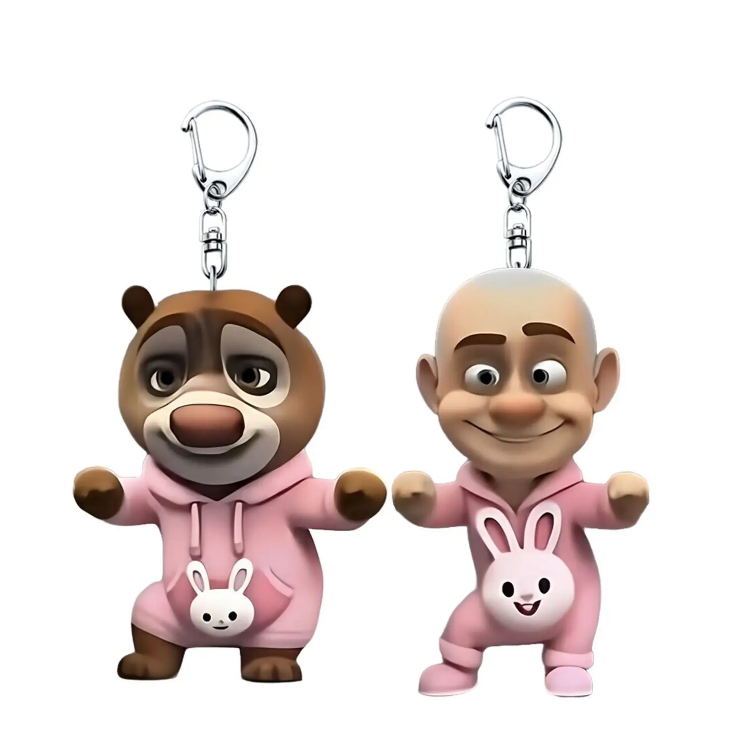 3psc roze konijn beer creatieve animatie merchandise acryl sleutelhanger grillige abstracte rugzak charme cadeau voor vrienden