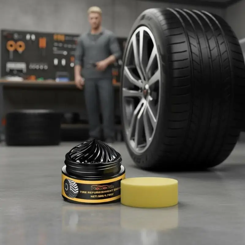 Car Rubber Parts Tire Coating Wax 50g Film Plating and Retreading Cream Provides Shine and AntiAging Effect for Autos