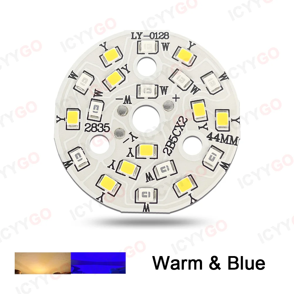 10 PCB 5Wx2 PCB Light Source Panel, Warm & Blue, White & Blue, Two-Color SMD2835 LED Downlight DIY Chip DC15-17V LED Lamp Beads