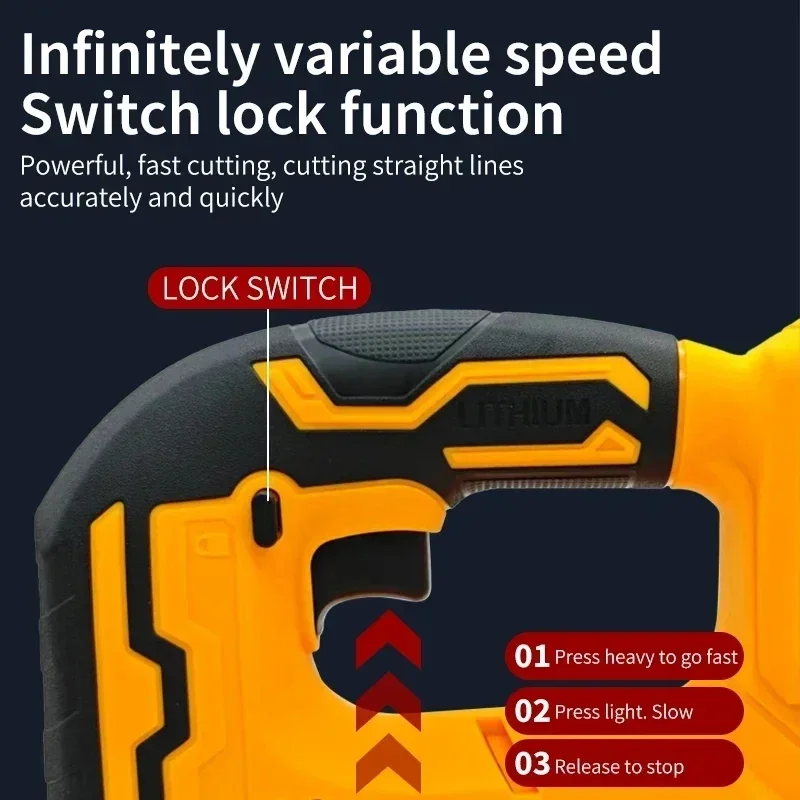 2700RPM Curve Saw Cordless Electric JigSaw Portable Multifunction Adjustable Woodworking Power Tool For Dewalt 18V20V BatteryPin view 5