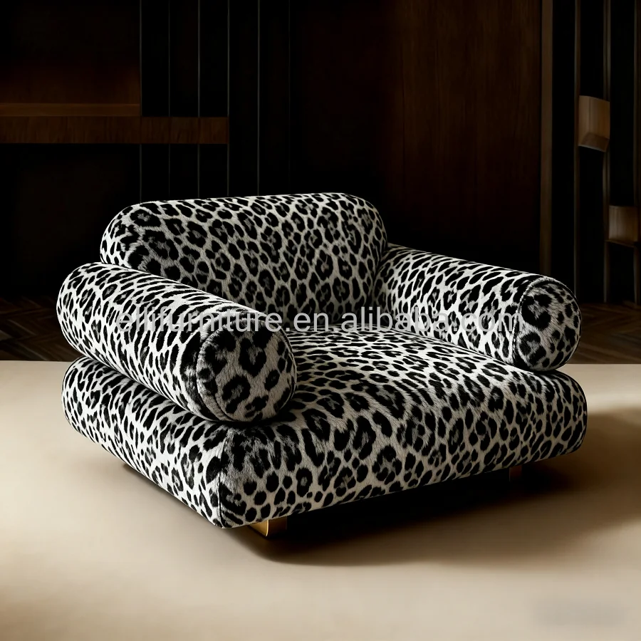 Zebra Print Single Sofa Chair Luxury Armchair for Living Room Hotel Lobby Farmhouse Lounge Cushion