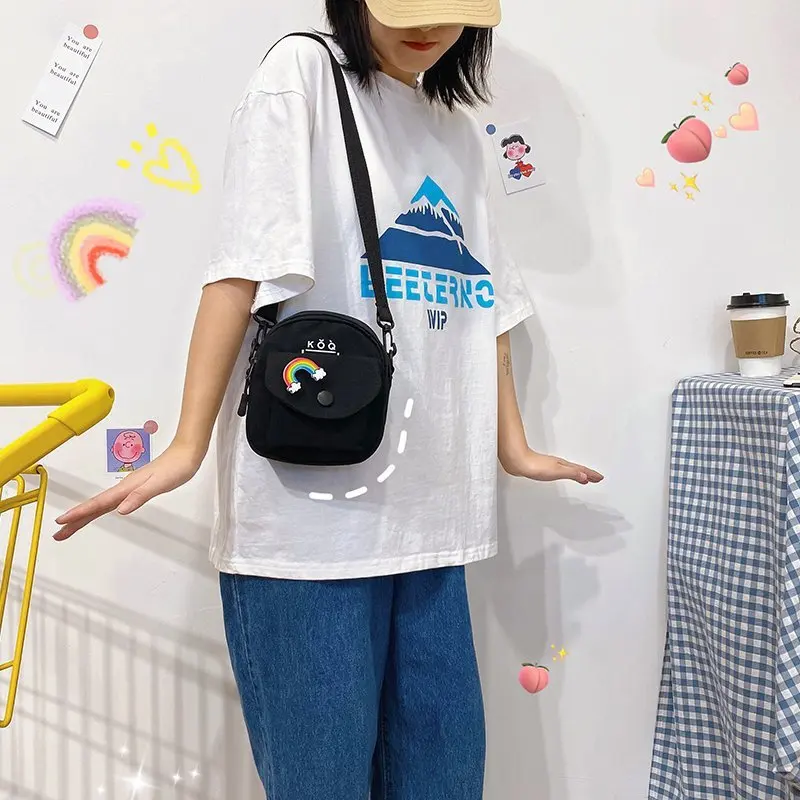 New Style Messenger Bag Fashion Casual Small Canvas Bag Korean Version Cute Girl Bouncing Di Small Bag