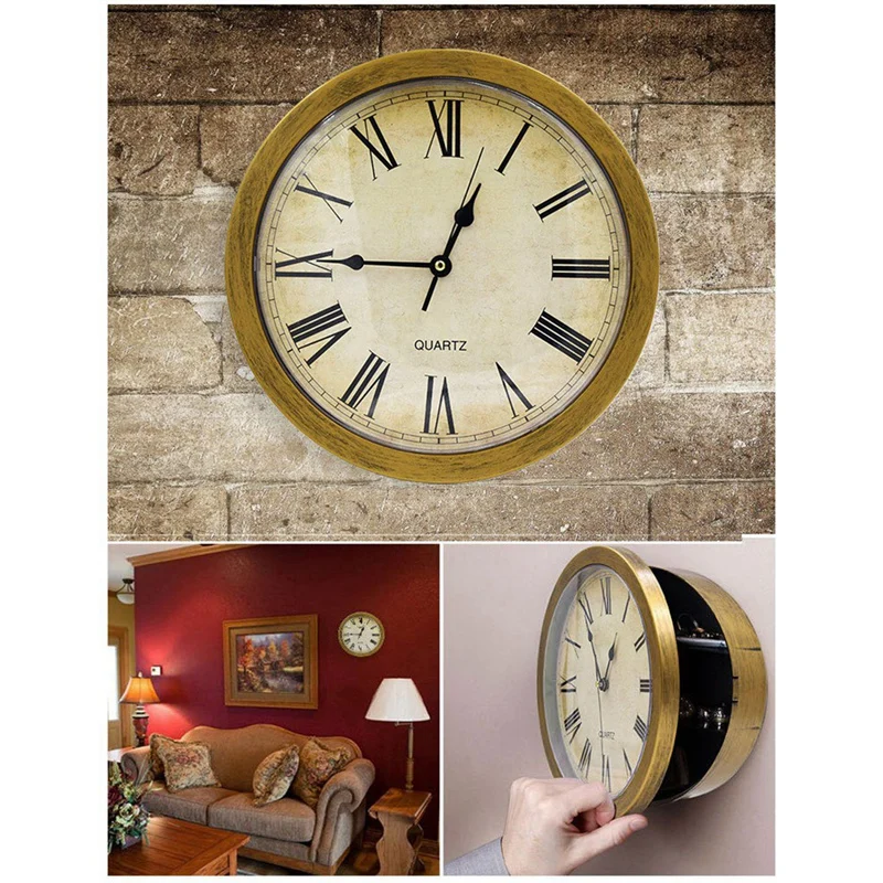 

Vintage Clock Storage Box Wall-Mounted Key Cash Jewelry Money Storage Security Box Home Decoration