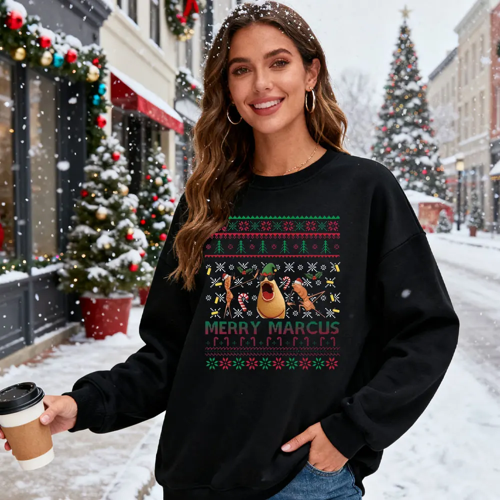 

Marcus The Worm Ugly Christmas Sweatshirt Merry Marcus Xmas Hoodie Vintage 90s Meme Long Sleeves Viral Brain Rot Christmas Hoody