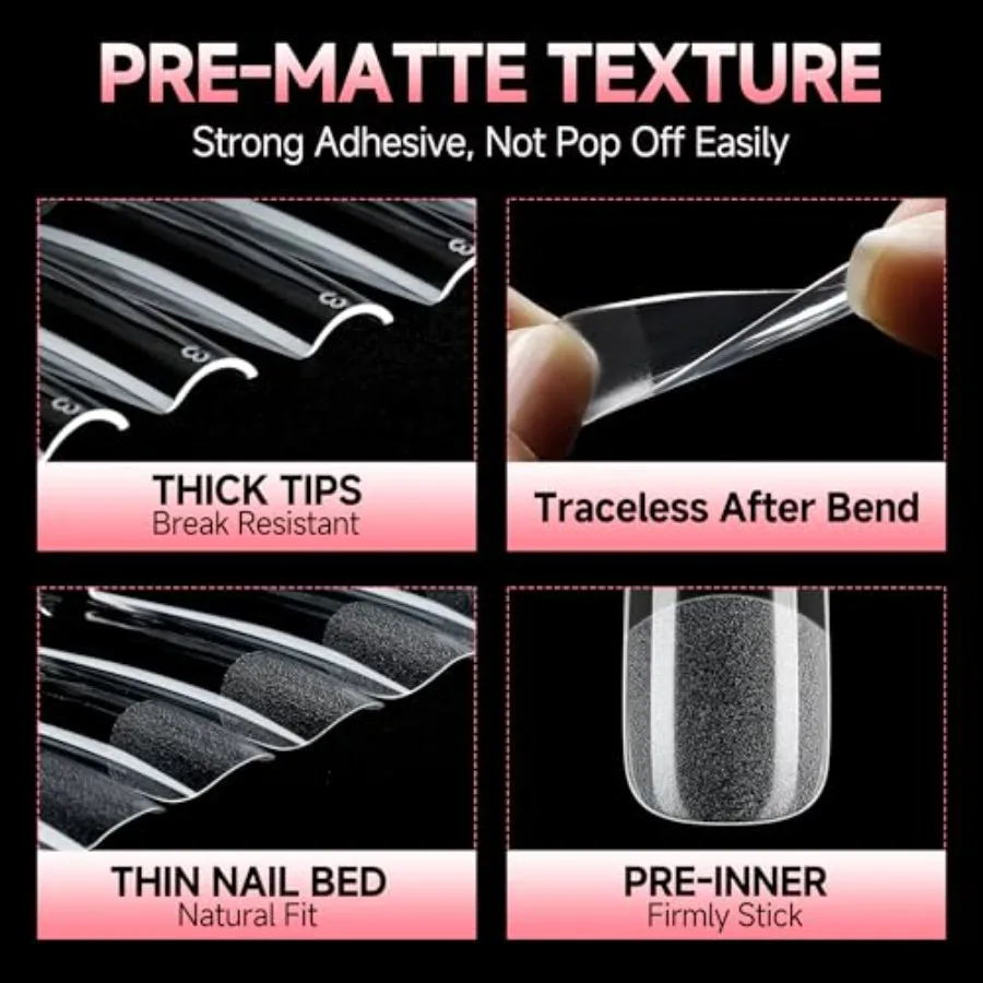Embouts d'ongles longs carrés XXL: Gel de couverture complète pré-forme pointes d'ongles droites carrées coniques 120 pièces pour faux ongles Extensio