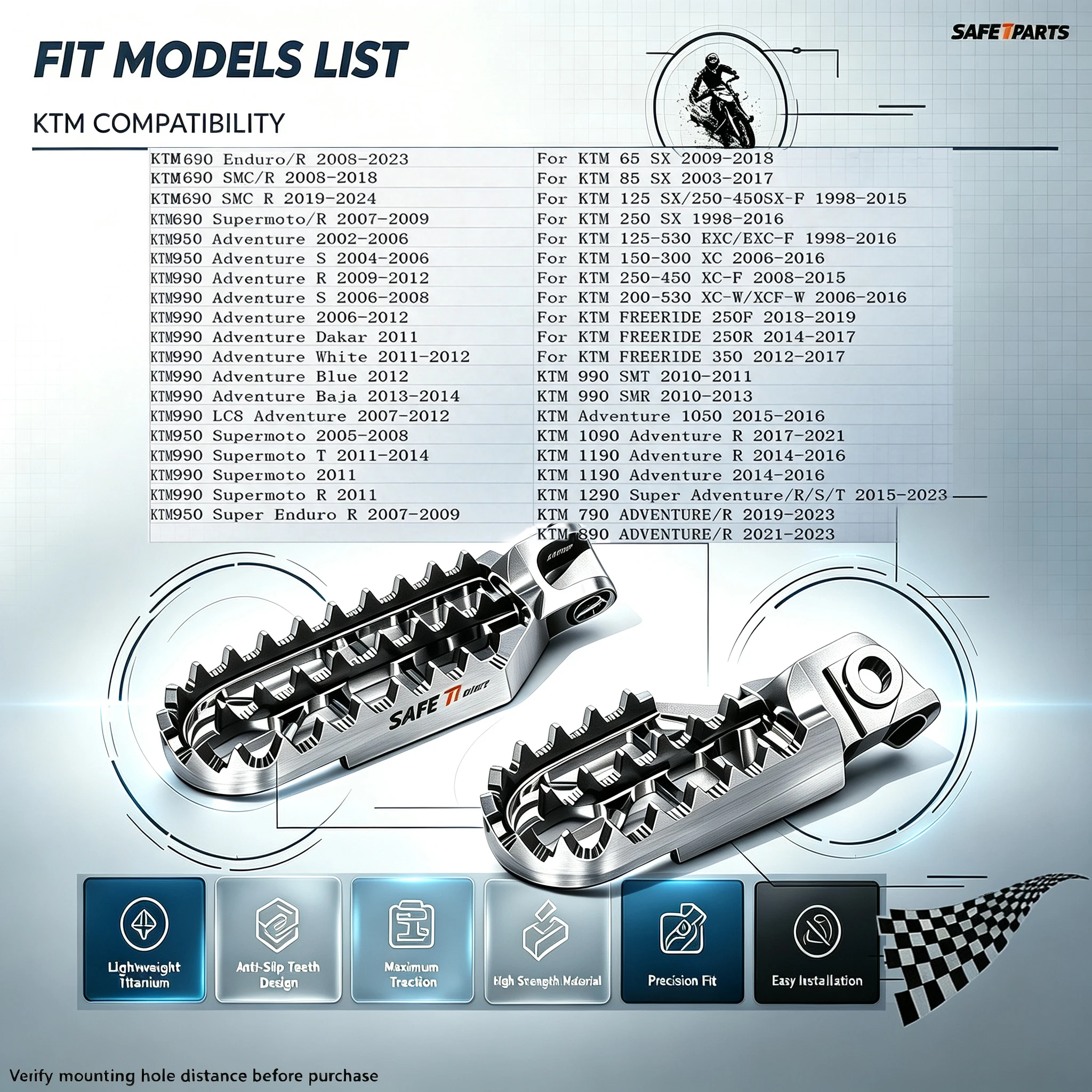 For KTM 790 ADV NEW Husqvarna GAS GAS Titanium Alloy Footpegs Motocross Dirt Bike Front Footrest