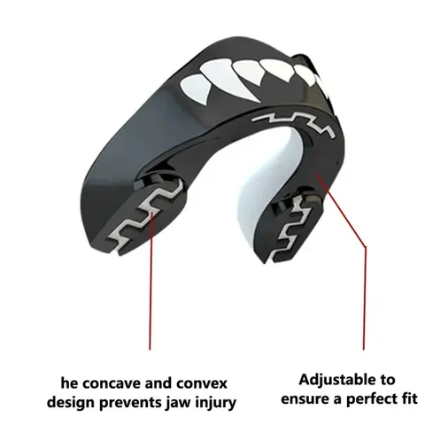 3D 치아 패턴 복싱 마우스가드 1개, 케이스 포함, 성인용 완벽 핏, 산다 복싱 및 모든 공놀이에 적합