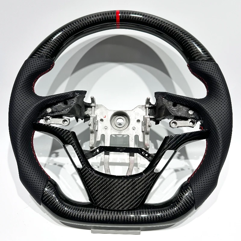 Drop Shipping Black Carbon Fiber Steering Wheel for Hyundai Genesis Coupe with Red Center Line for Genesis Coupe Hot Sell