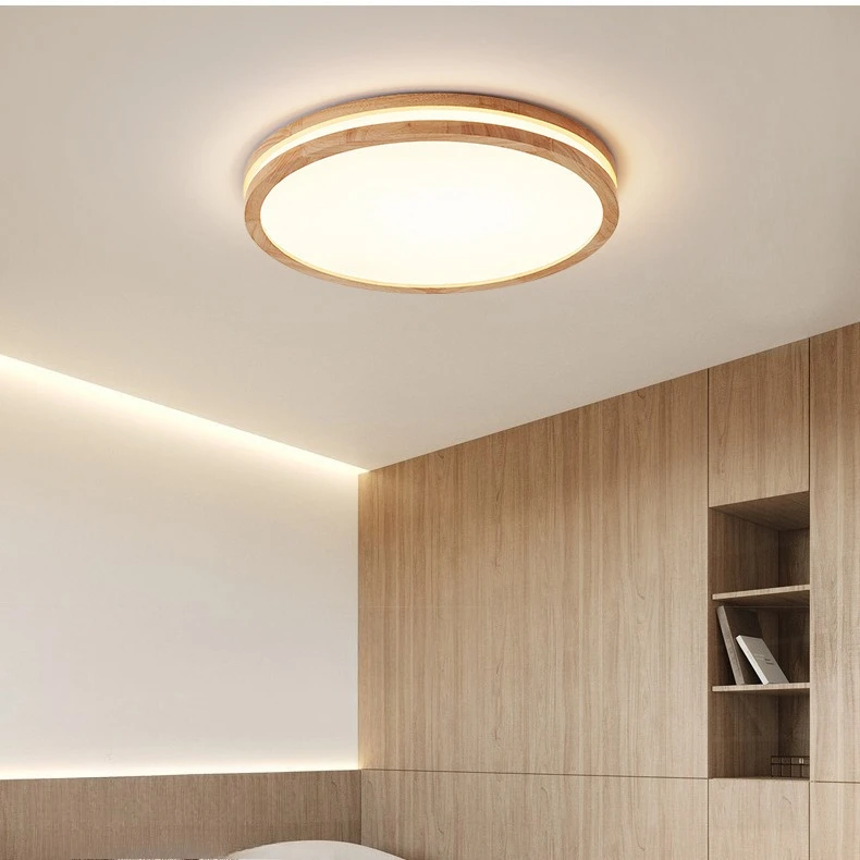 

Nordic Led Ceiling Lamps Round Wooden Frame Ceiling Light for Living Room Bedroom Corridor Balcony Lustre LED Acrylic Panel Ligh