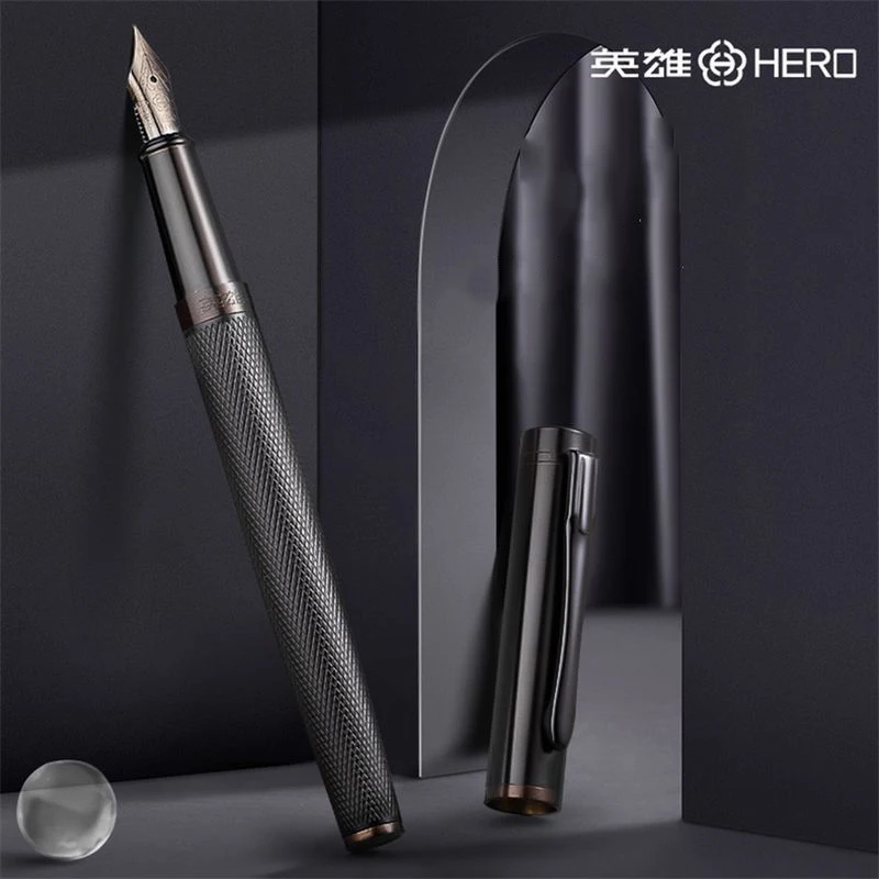 HERO Black Forest Metal Fountain Pen Titanium Black Series Stationery Calligraphy Pen Excellent Writing Business Office Gift Pen
