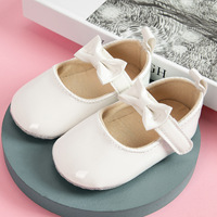 Baby girl princess shoes, children's anti slip flat soft sole cotton rubber baby crib, cute bow baby, first step 0-18m