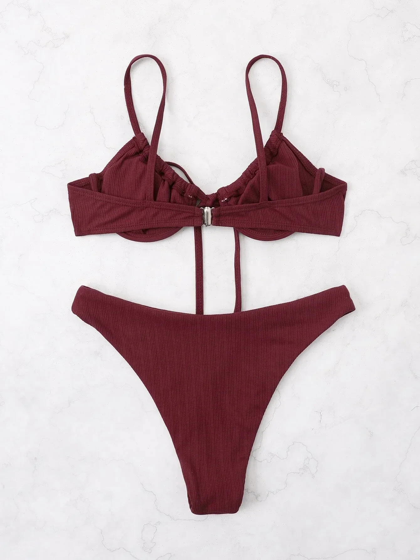 2026 Push Up Bikini Women Rib Tie Front Swimsuit Sexy Underwire Swimwear Female Bathers Bathing Swimming Suit Summer Beachwear