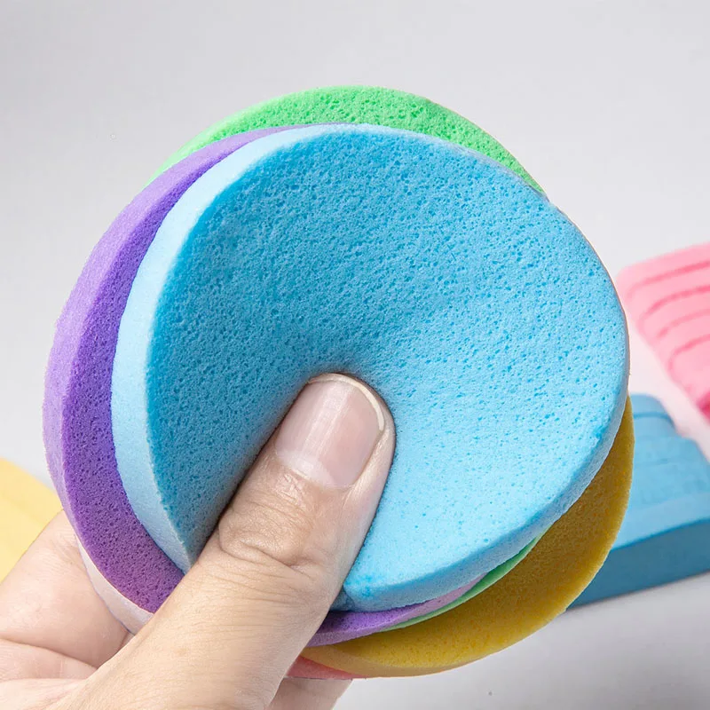 120 stuks kleurrijke gecomprimeerde gezichtsspons wegwerp ronde gezichtsreiniging soezen huidverzorging tool make-up verwijderen exfoliërende gereedschappen