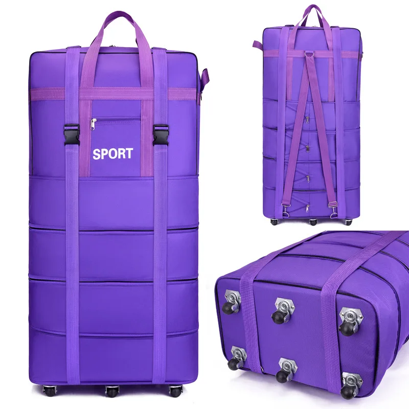 2024 NEW Large Capacity Retractable Suitcase Universal Wheel Foldable Duffle Hard Travel Luggage Bags