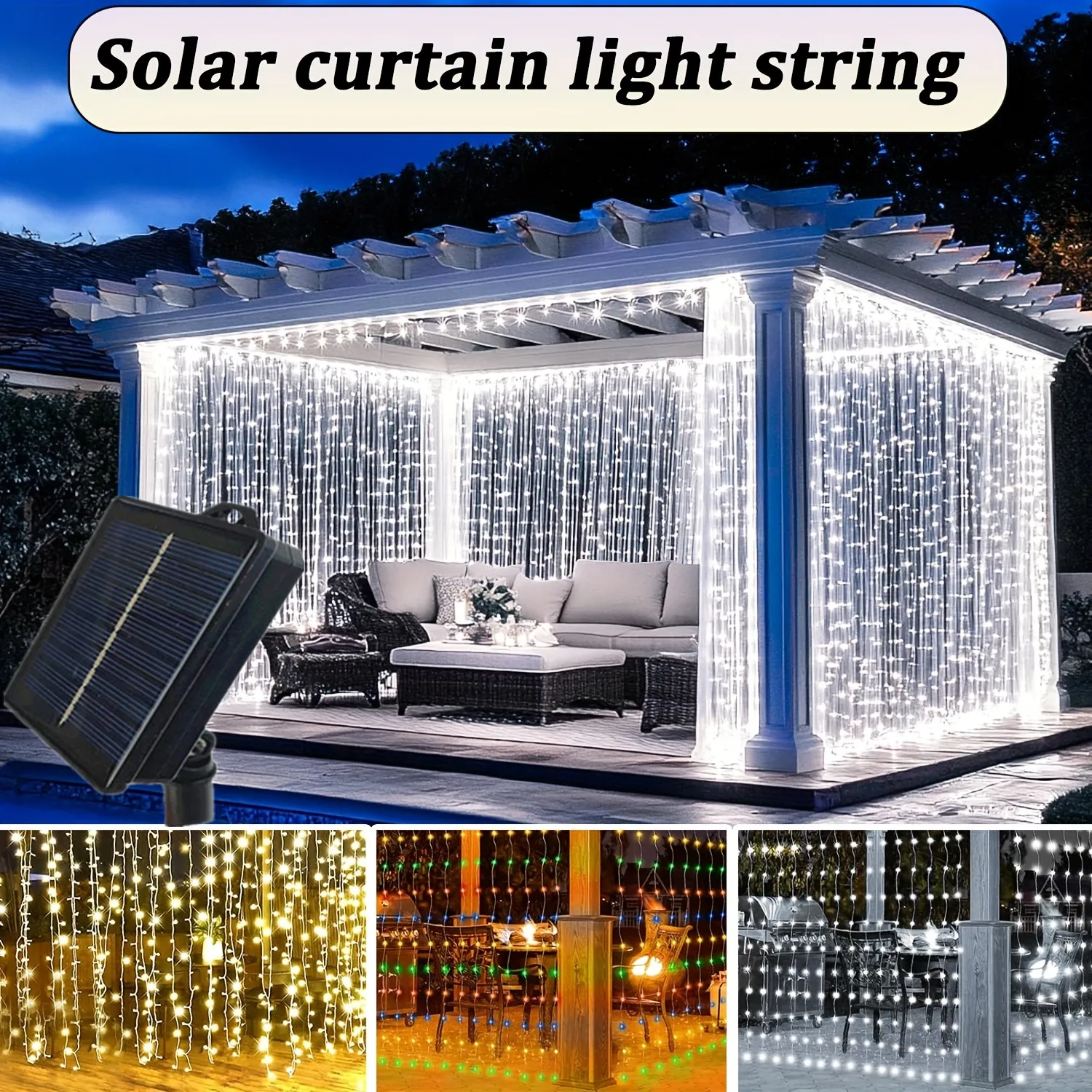 

LED Solar Curtain Lights Fairy String Light 3/6M Garland Garden Patio Backyard Decor Christmas Decoration Solar Lamps Outdoor