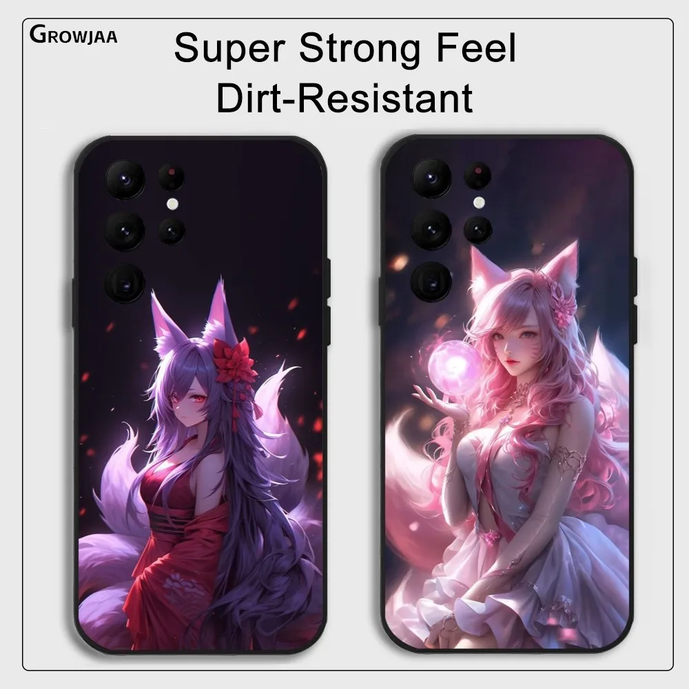 

Sexy Ahri Fox Spirit Pretty Phone Case For Samsung Galaxy S25 S24 S22 S23 Ultra S21 S20 Plus 5G Protective Silicone Funda