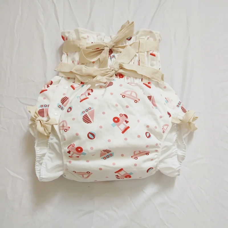 

Впитывающие хлопковые толстые подгузники с милым принтом ABDL, штаны для взрослых и детей, водонепроницаемые многоразовые трусики DDLG, мягкие трусы с высокой талией