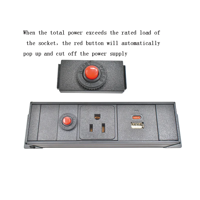 Aluminum alloy shell high-power PDU power board US socket C14 port 1-10AC with overload protection TPC charging