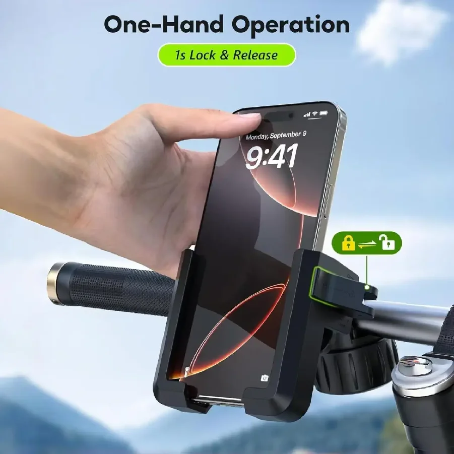 

Bike MTB Motorcycle Phone Mount with Vibration Dampener - 30s Tool-Free Install & Quick Lock, Universal Fit 4-7 Inch Smartphones