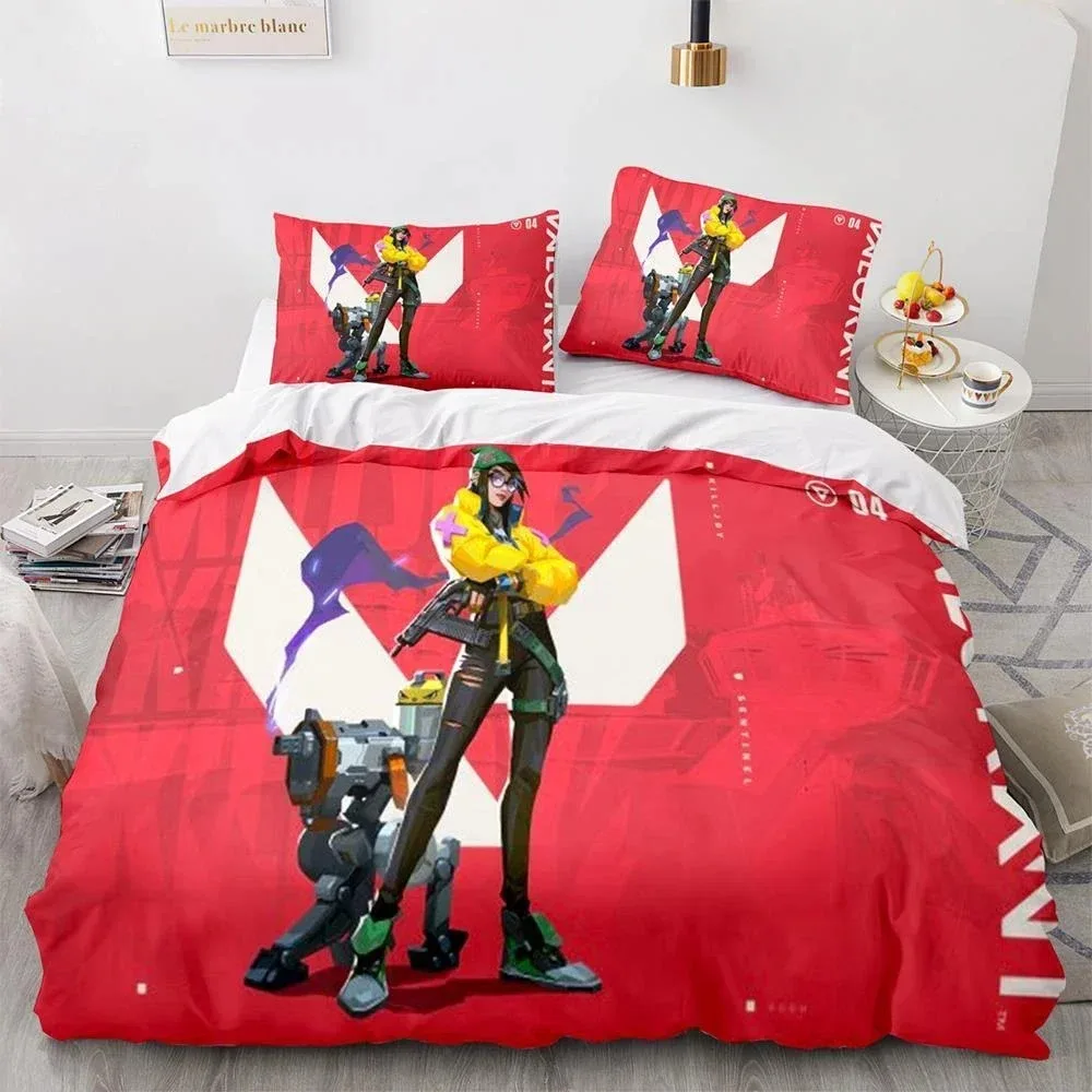 3D Printed Valorant Bedding Set For Bedroom Soft Modern Bedspreads Comefortable Kids Duvet Cover Quilt Cover And Pillowcase
