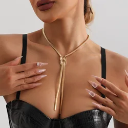 Gold Thick Necklace Women Neck Chains Twist Knot Choker Party Punk Geometric Clavicle Collar
