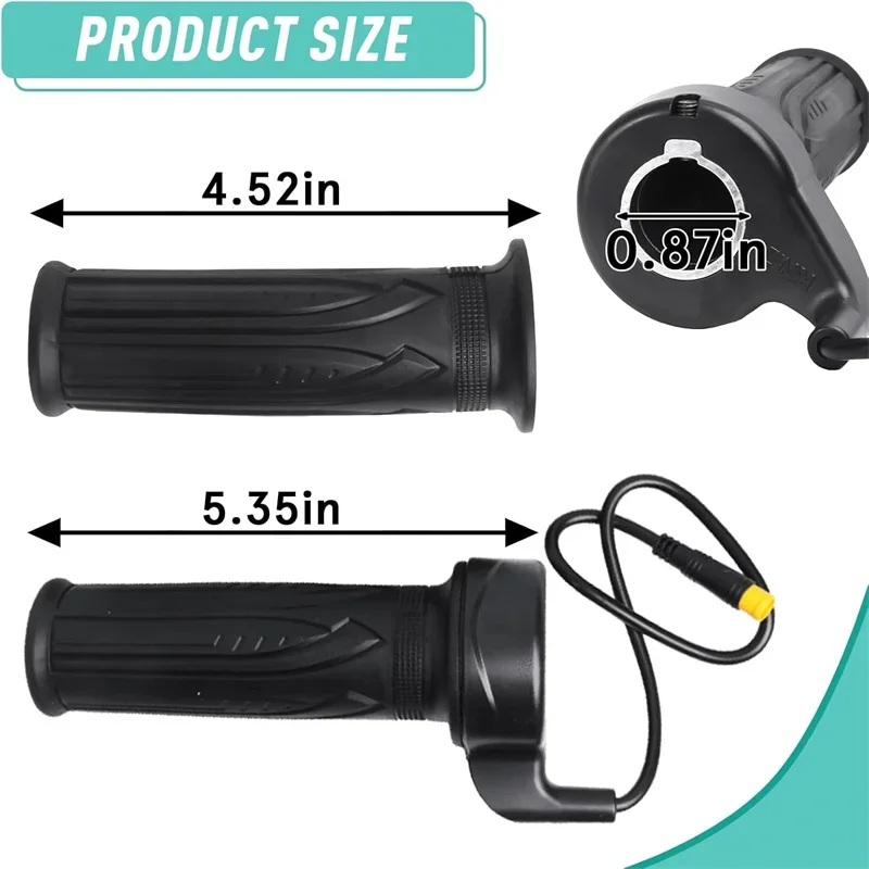 12 فولت إلى 72 فولت أسود دراجة كهربائية خنق قبضة 3Pin المضادة للانزلاق 20X1 زوج دراجة كهربائية مقبض قبضة مقاوم للماء ل 22.2 مللي متر المقود