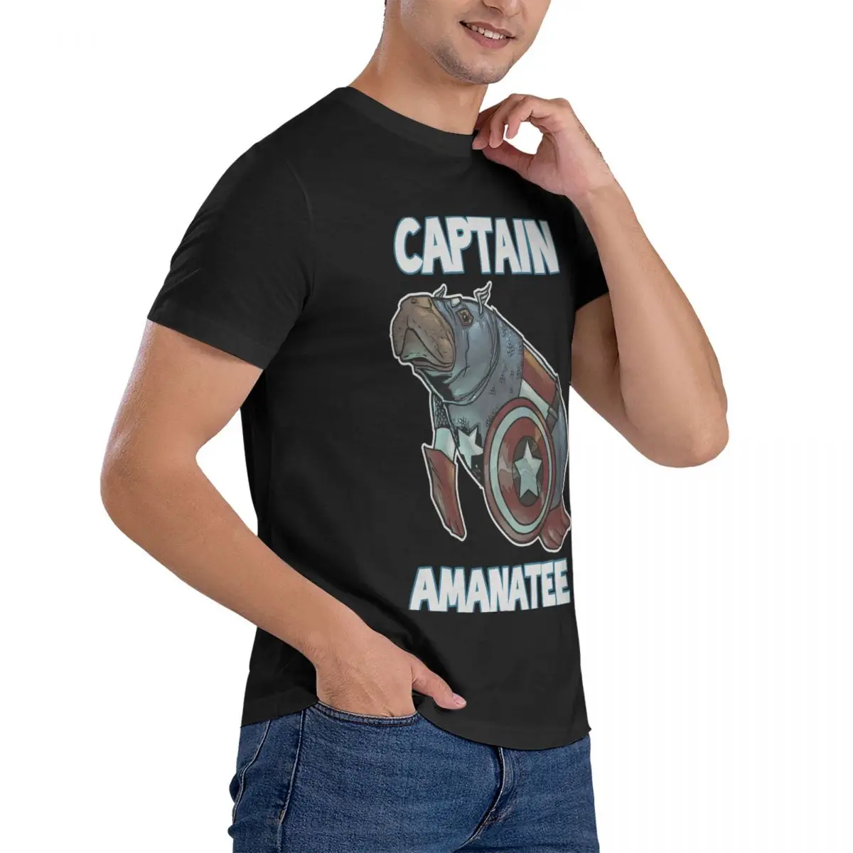 Amanatee Men T Shirt Disney Captain America Film Novelty Tees Short Sleeve Crew Neck T-Shirts 100% Cotton Classic Clothes image 3