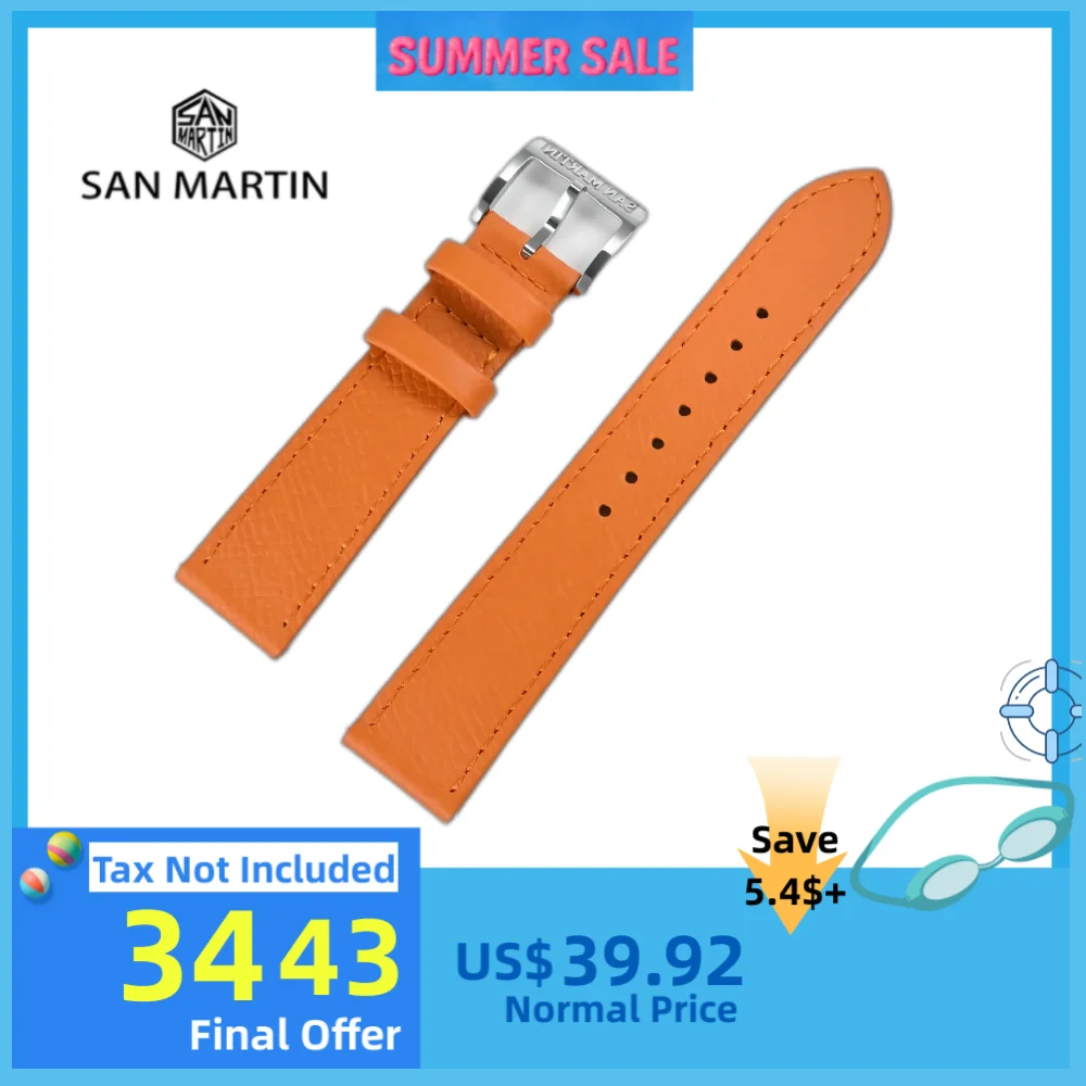 

San Martin Watch Strap 20mm Leather Quick Release Wristwatch Belt Watch Band Sweat For Man Comfortable Classic Epsom SN0101