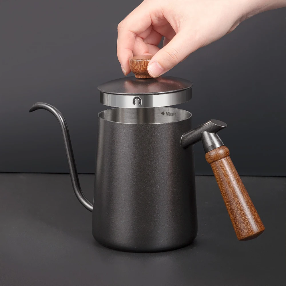 스테인리스 스틸 구스넥 커피 주전자 600ML, 핸드드립용 정밀 스파우트 포함 썸네일 5