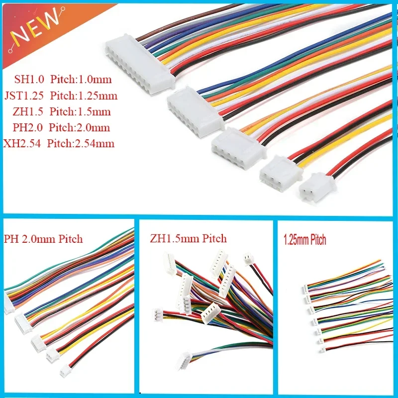 

10PCS 1.0 1.25 1.5 2.0 2.54 SH1.0MM/ZH1.5MM/XH2.54MM/PH2.0MM/1.25MM Male plug Connector With Wire 2PIN /3/4/5/6/7/8/9/10Pin