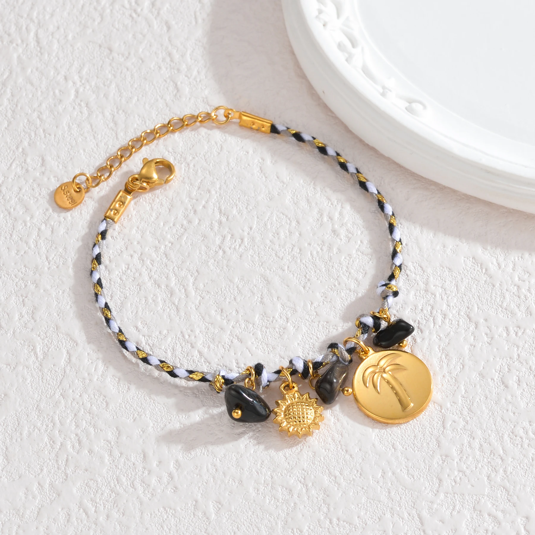 Atoztide أنماط متعددة الكرز القلب قلادة سوار للنساء الفتيات الفولاذ المقاوم للصدأ حبل مضفر سلسلة سوار مجوهرات هدية