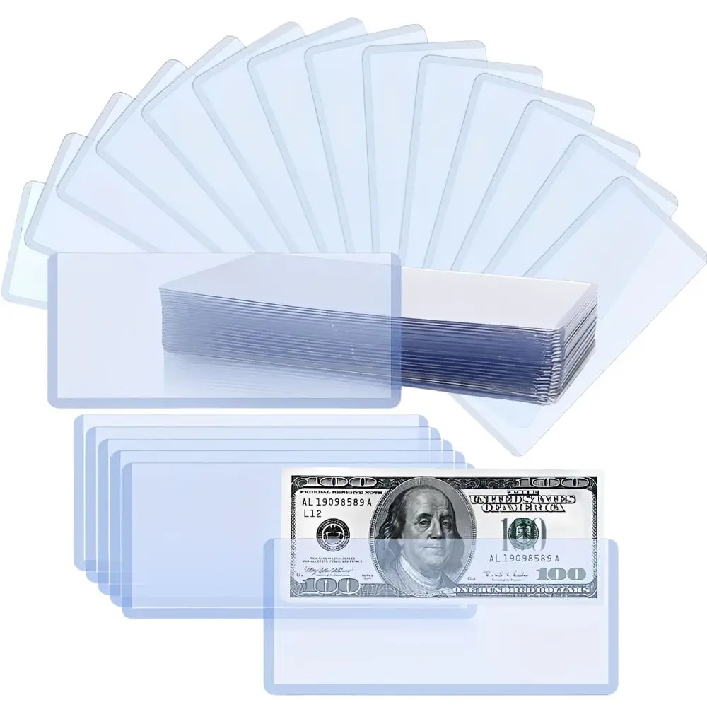 6/12/16pcs PVC Currency Holder Sleeves Transparent Banknote Protective Covers for Collectible Bills YMY