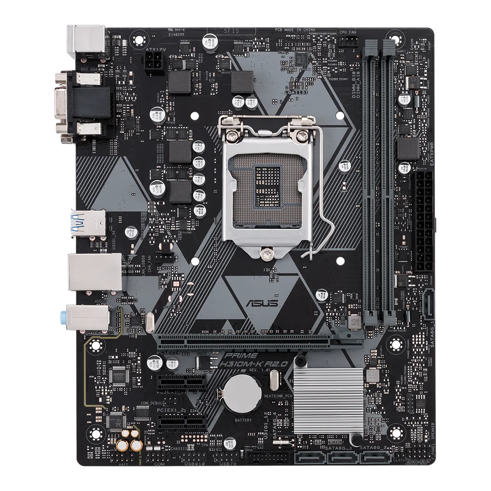 ASUS PRIME H310M-K Intel H310 Motherboard LGA 1151 8th 9th Gen Socket Supports Core i3 9100 9300 9350K 2 RAM Slot Max. 32GB DDR4