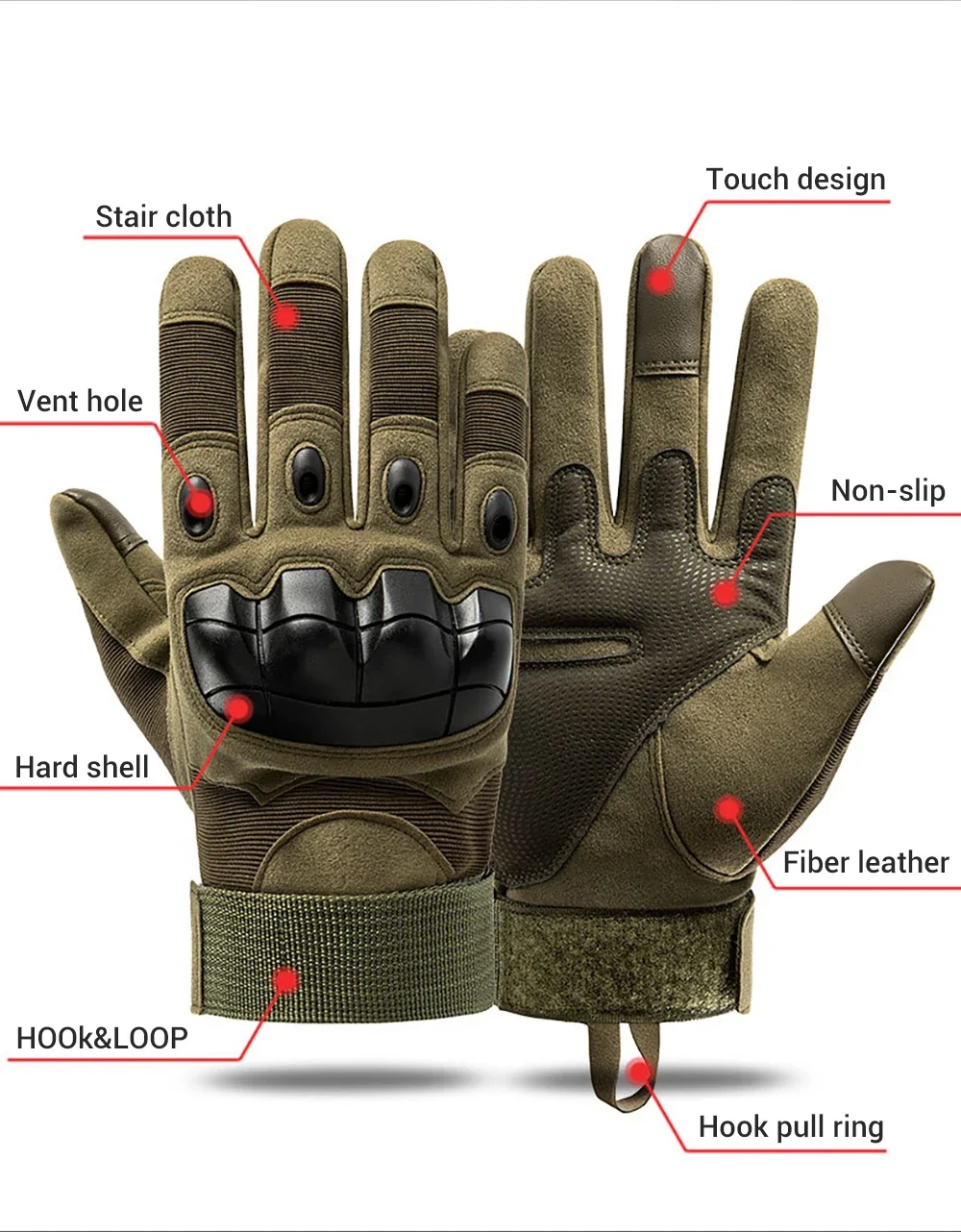 Guantes con pantalla táctil, guantes deportivos con dedos completos para senderismo, ciclismo, manoplas para hombres y mujeres, guantes duros para motocicleta