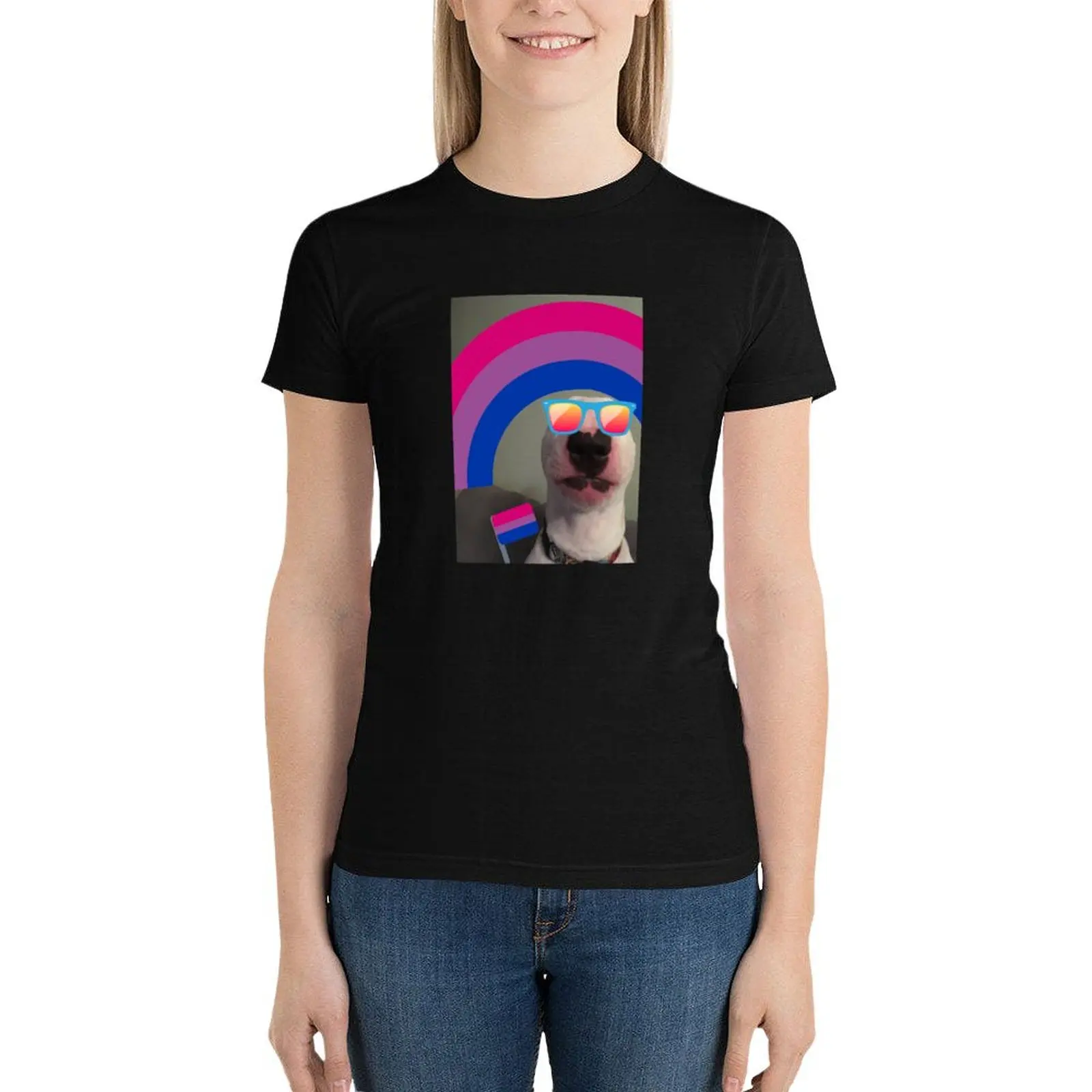 @PupperNelson: Bisexual Pride T-Shirt lady clothes funny tops shirts graphic tees Women's cotton t-shirt