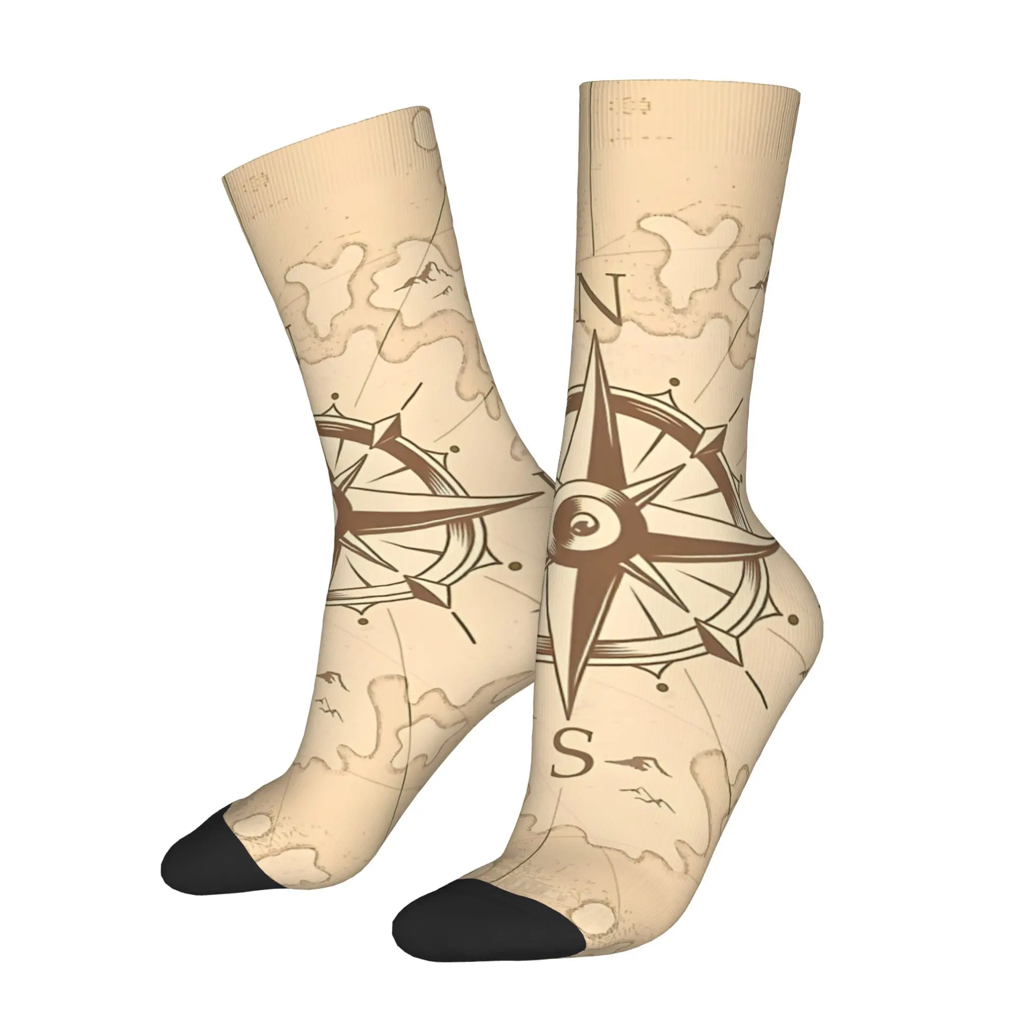 

Compass Drawing Men Socks Cycling Year Round Comfort Stockings for Cycling Daily Wear