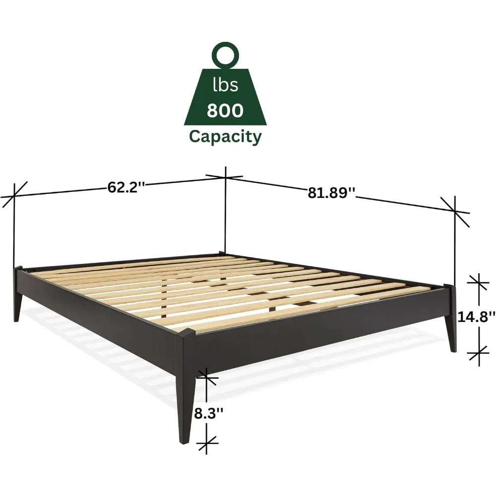 Platformbedframe hout 15 inch - massief houten bedframe - moderne en minimalistische stijl