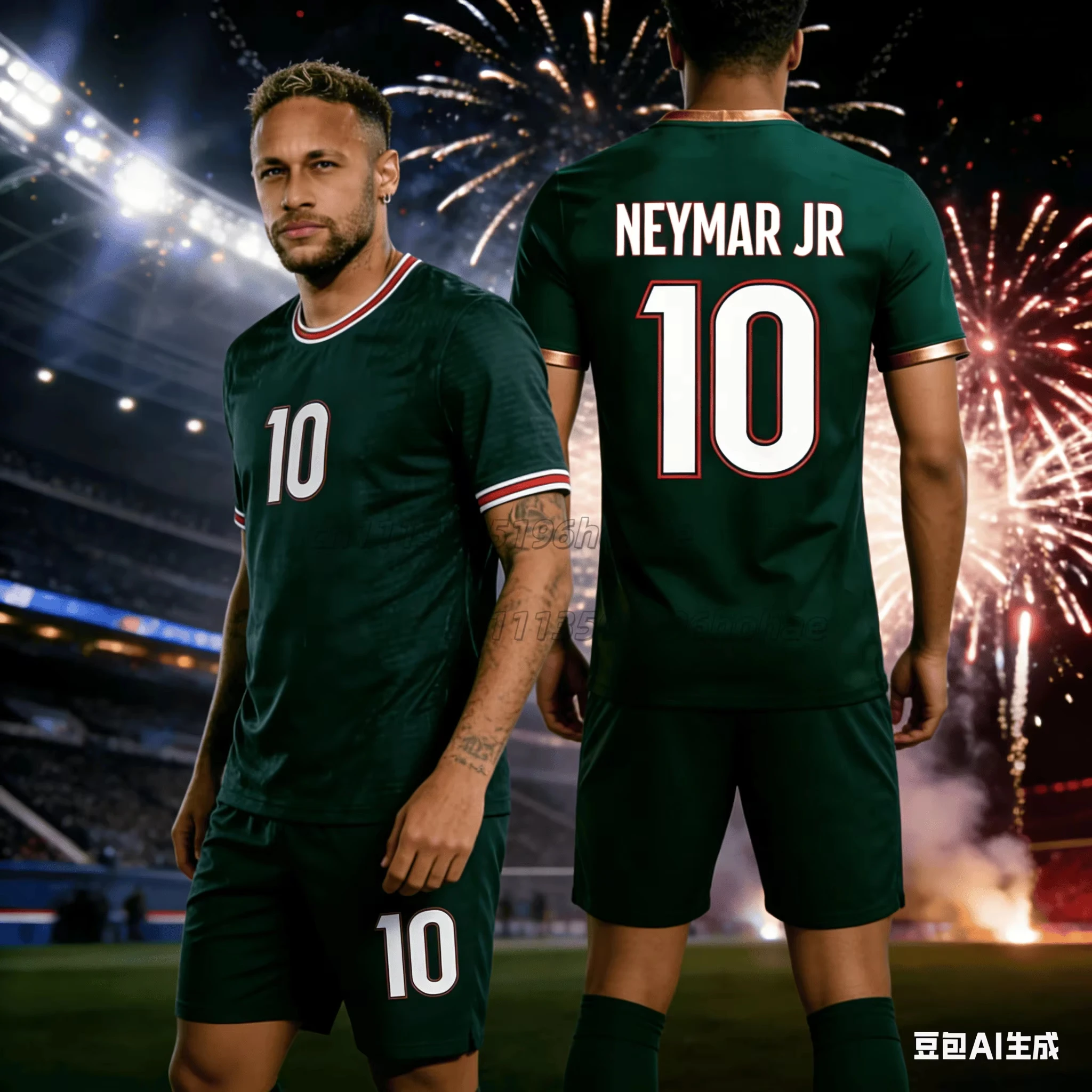 Summer New Style # Neymar No.10 # Men's and Women's T-shirt Shorts Football Sports Set Loose Quick Drying Casual Set Kidst view 4