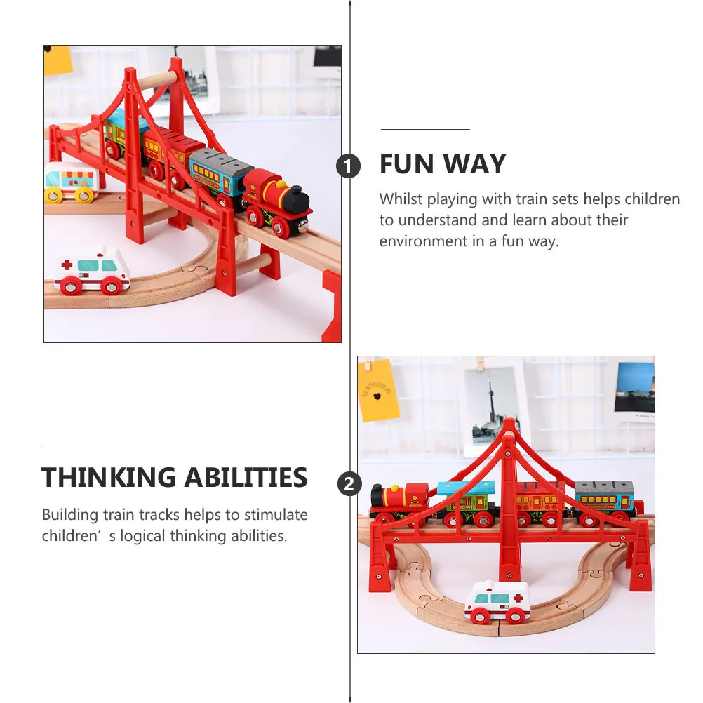 

2pcs Wooden Train Track Accessories Bright Color Suspension Toys Plastic Assembly Holiday Gift Christmas Present